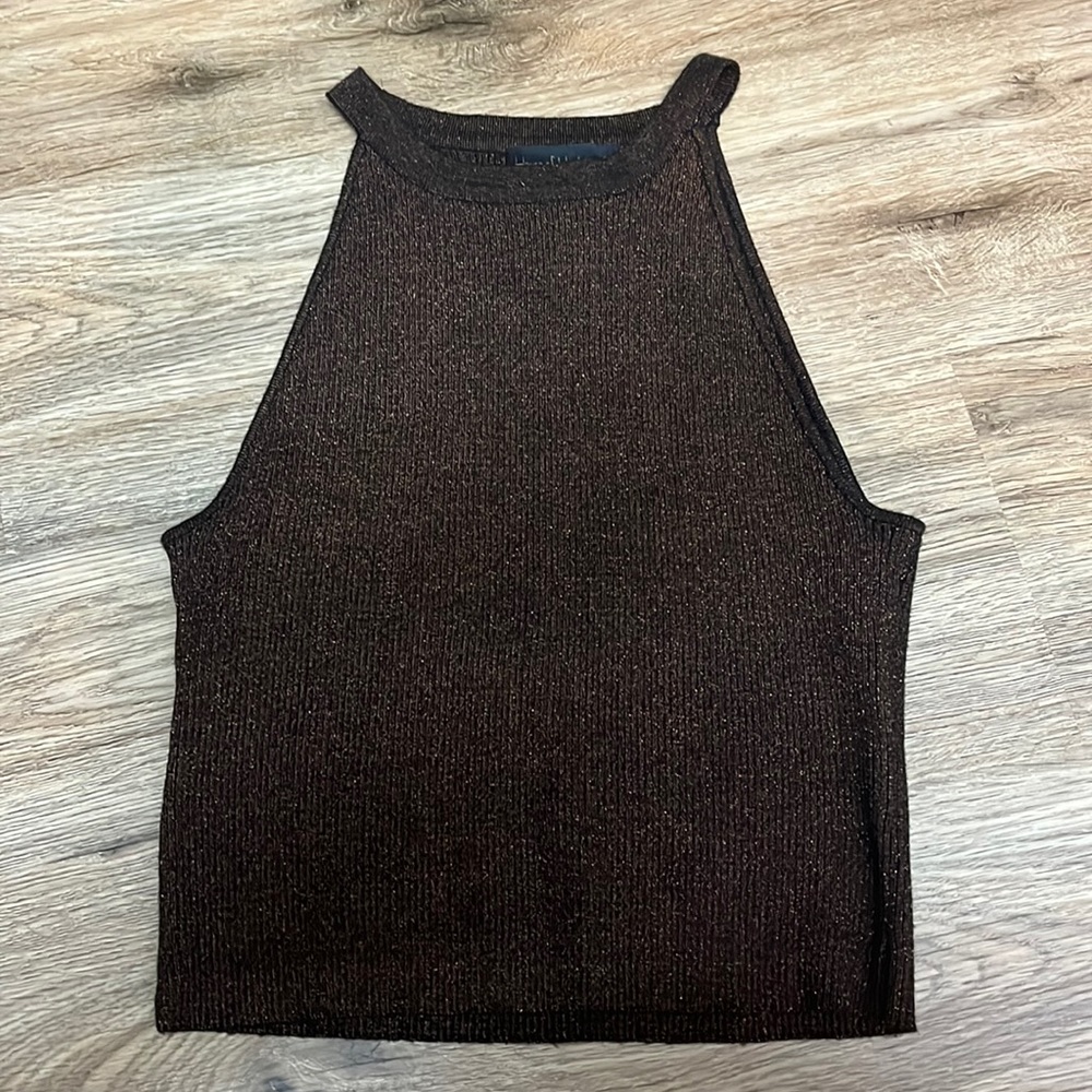 House of Harlow 1960 Metallic Glitter Ribbed Tank